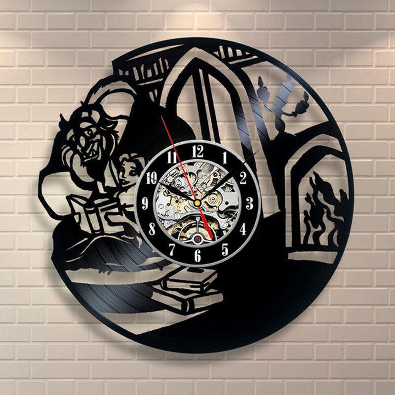 掛け時計 Beauty and The Beast Wall Clock Modern Design Clocks Vinyl Watch ...