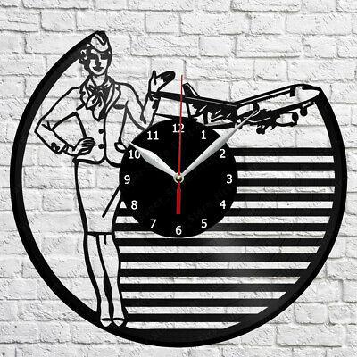 超美品 Vinyl Stewardess 掛け時計 Record 7254 cm 30 12'' Decor Art Fan Home Clock Wall 掛け時計、壁掛け時計