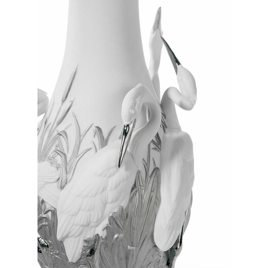 リヤドロ Lladro Herons Realm Vase Silver Lustre