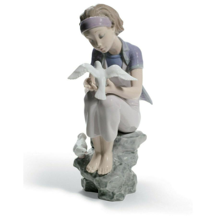 リヤドロ LLADRO PLAYING WTH DOVES GIRL FIGURINE #8536 BRAND NIB BIRDS CUTE SAVE$$ F/SH