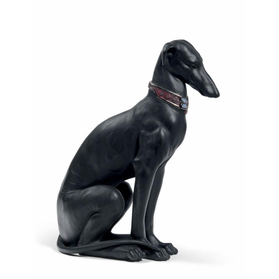 リヤドロ Lladro Retired 01008606 Pensive Greyhound Dog Figurine. Black. 8606 Brand New