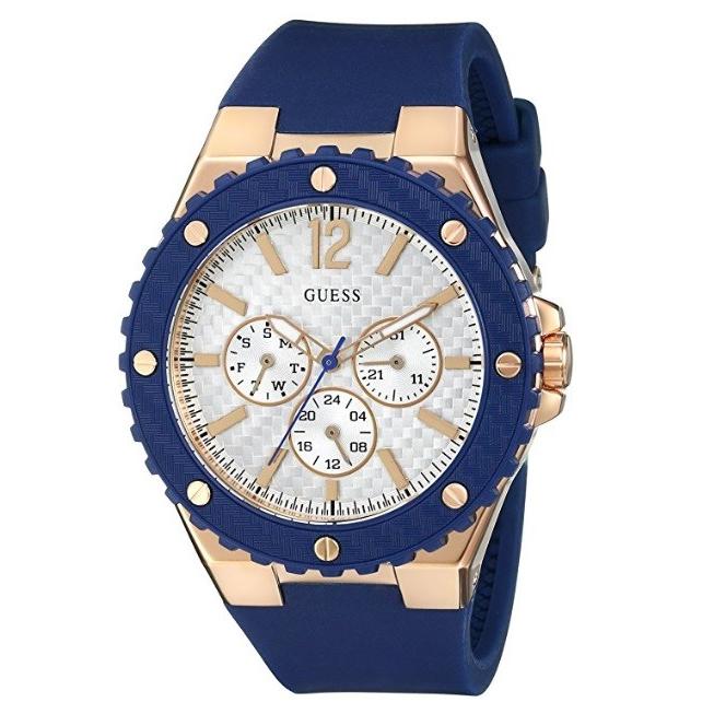 送料無料　ゲス 腕時計 レディース GUESS Women's U0452L3 Sporty Oversized Multi-Function Watch on a Comfortable Navy Blue Silicone Strap
