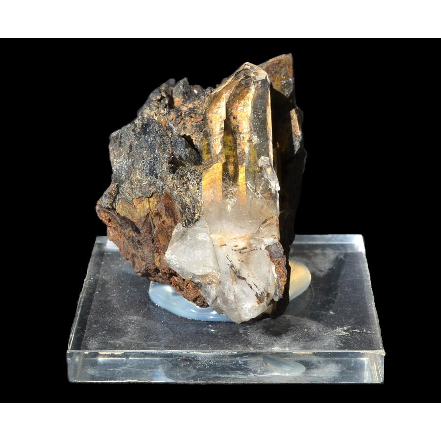 鉱物標本 原石 水晶／菱鉄鉱 Quartz/Siderite モロッコ産 : PEN POINT