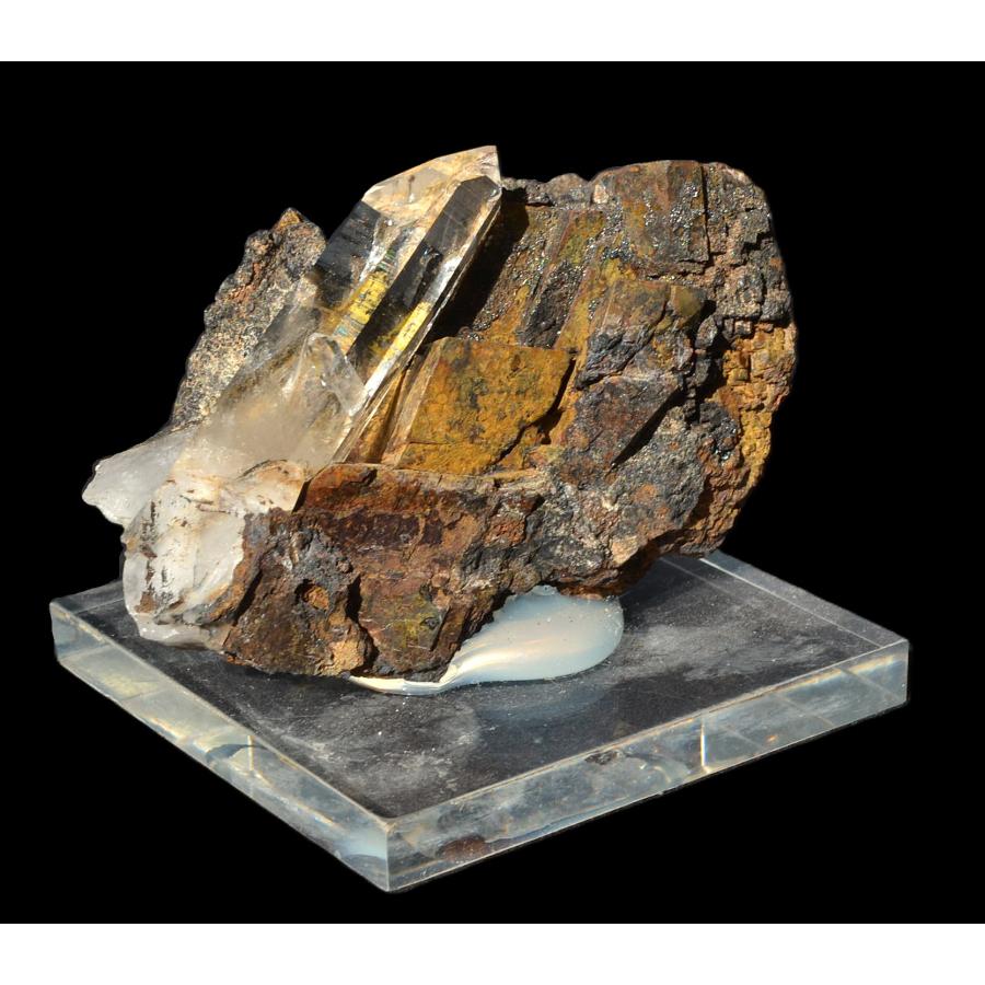 鉱物標本 原石 水晶／菱鉄鉱 Quartz/Siderite モロッコ産 : PEN POINT 