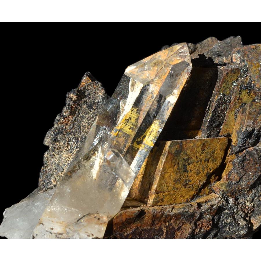 鉱物標本 原石 水晶／菱鉄鉱 Quartz/Siderite モロッコ産 : PEN POINT