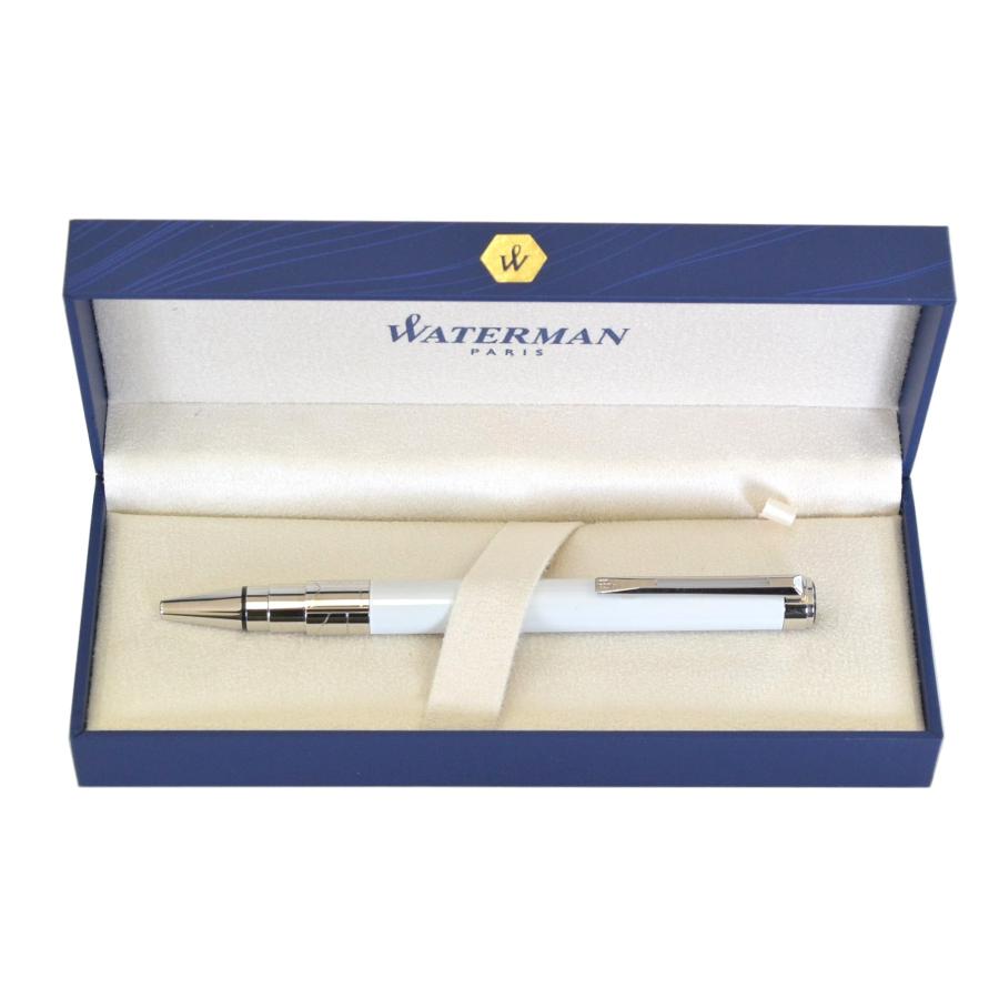 WATERMAN 万年筆 ホワイト ゴールド　ペン先１８k ケース付き WATERMAN ホワイト ボールペン ケース付き WATERMAN 万年筆 ホワイト