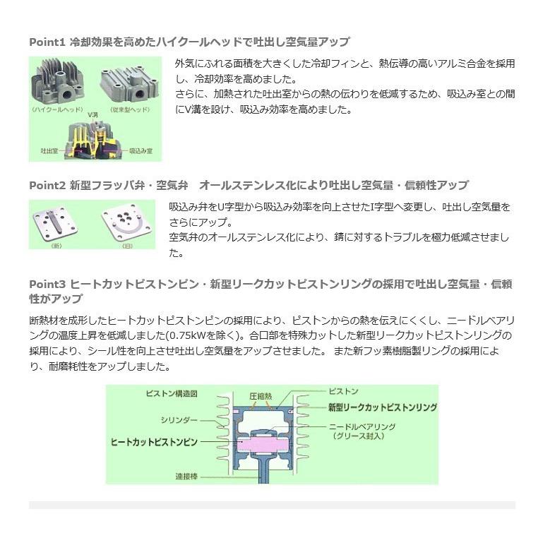 コンプレッサー 1馬力 日立 0.75OP-9.5GSB6 60hz オイルフリー 圧力開閉機器  100V ベビコン ヒタチ｜kikaihanbai-2｜05