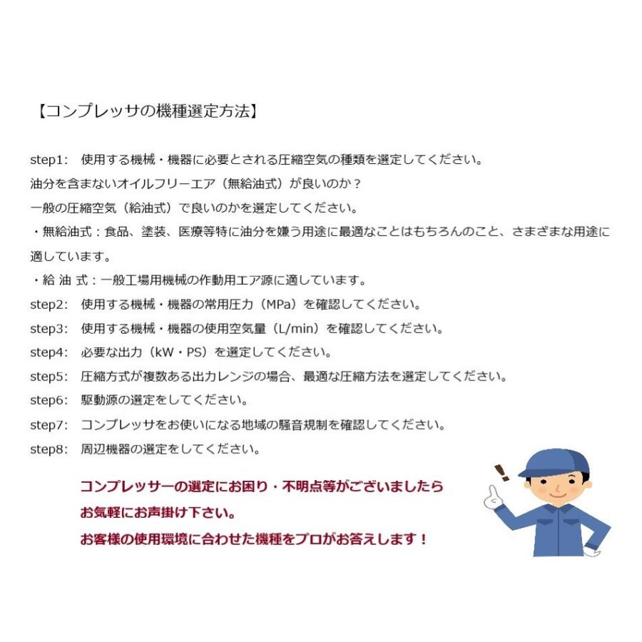 コンプレッサー 日立 5馬力 3.7P-9.5VP5 50hz 給油式 圧力開閉器式 ベビコン 日立産機システム｜kikaihanbai-2｜04