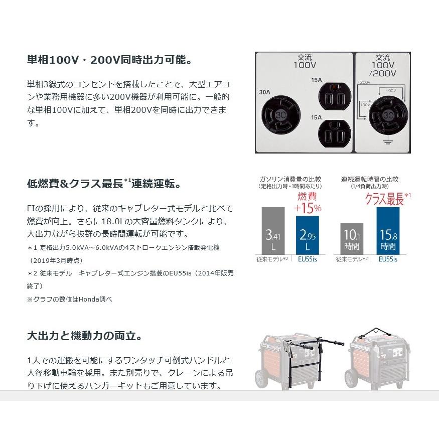 ホンダ インバーター発電機 EU55is 5.5kVA 単相100V・200V ホンダ インバーター発電機 EU55is 5.5kVA 単相100V・200V