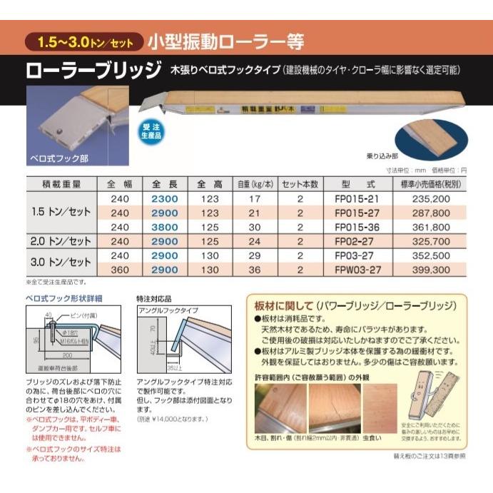 アルミブリッジ 日軽金 1.5トン 2本セット FP015-21 タイヤゴム アルミブリッジ 日軽金 1.5トン 2本セット FP015-21 タイヤゴム