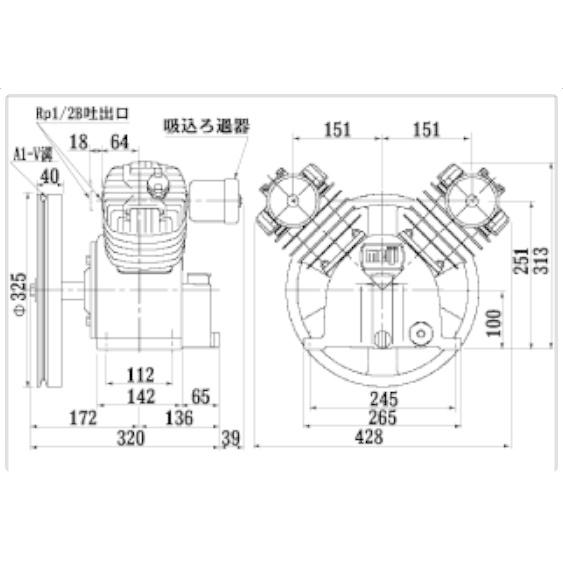 圧縮機本体 明治機械 GHO-3DP 一段圧縮機 エアーコンプレッサー 圧縮機本体 明治機械 GHO-3DP 一段圧縮機 エアーコンプレッサー