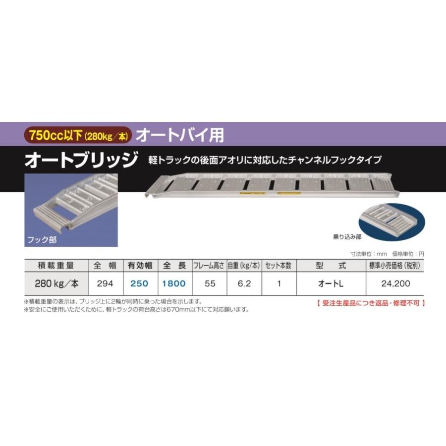 アルミブリッジ オートバイ 軽トラック ブリッジ オートL 日軽 アルミブリッジ オートバイ 軽トラック ブリッジ オートL 日軽