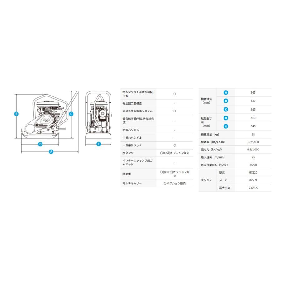 プレートコンパクター 三笠産業  MVC-50H 道路整備 通常ハンドル 〔法人様お届け〕｜kikaihanbai-2｜02