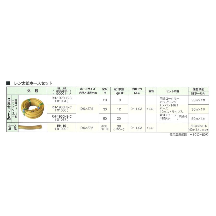 北越工業 エアホース レン太郎 20m 両端金具付き RH1920HS 北越工業 エアホース レン太郎 20m 両端金具付き RH1920HS