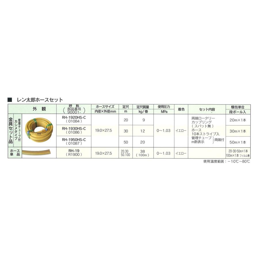 エアホース レン太郎 20m 両端金具付き RH1920HS エアーコンプレッサー エアーツール｜kikaihanbai-2｜03