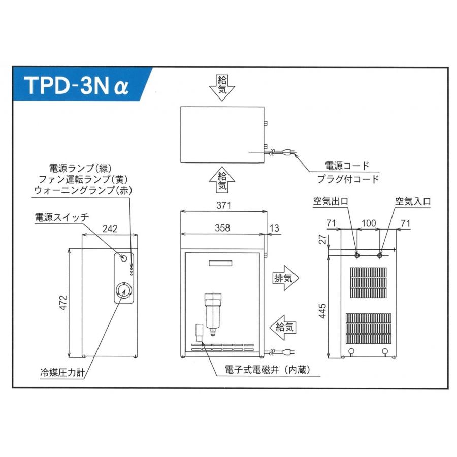 エアードライヤー コンプレッサー 東プレ TPD-3Nα 3馬力対応 エアードライヤー コンプレッサー 東プレ TPD-3Nα 3馬力対応