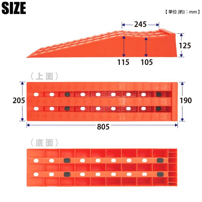 カースロープ ローダウン車対応 赤 2個セット 軽量 コンパクト 整備用スロープ カーランプ ジャッキサポート CAS-1R｜kikaiya-max｜06