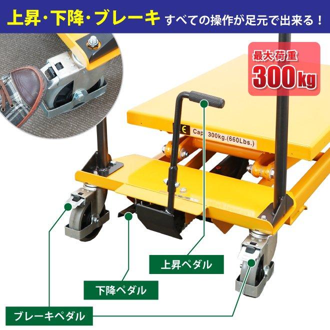 テーブルリフト トラスコ中山 300kg 電動油圧式 蛇腹付 HFA-30-712j