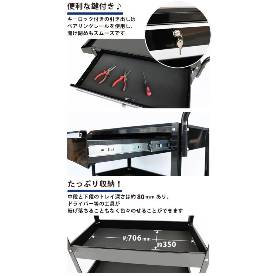 KIKAIYA（キカイヤ） ツールワゴン 3段 キャスター付き ライトグリーン