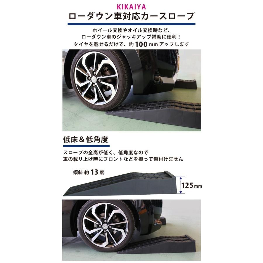 カースロープ ローダウン車対応 2個セット 軽量 コンパクト 整備用スロープ カーランプ ジャッキサポートプラスチックラダーレール KIKAIYA｜kikaiya-work-shop｜02