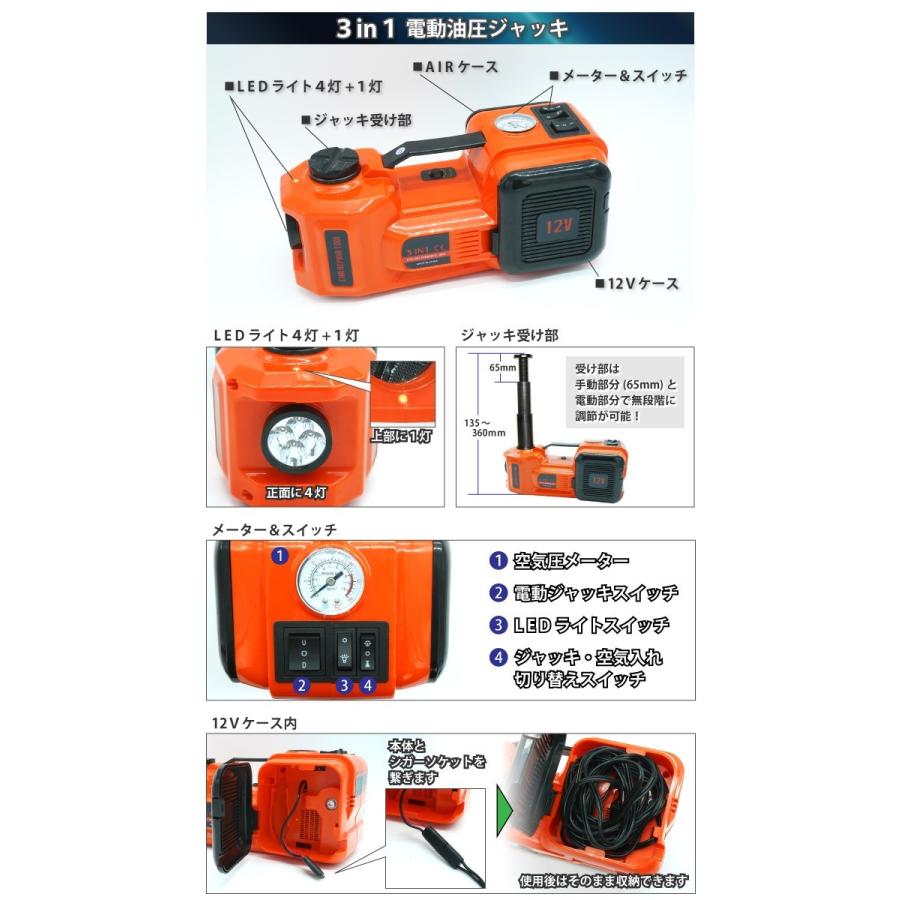 KIKAIYA（キカイヤ） 電動ジャッキ 3t インパクトレンチ セット LED