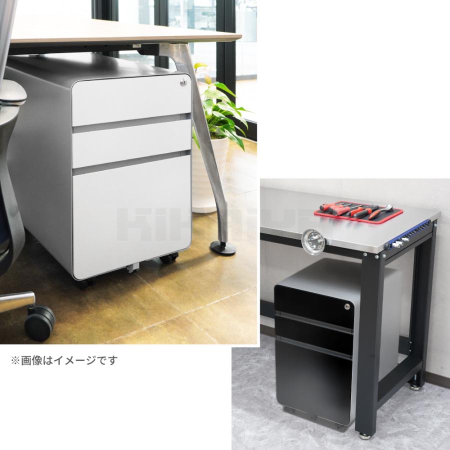 デスクワゴン 3段 鍵付き サイドワゴン オフィスワゴン スチール