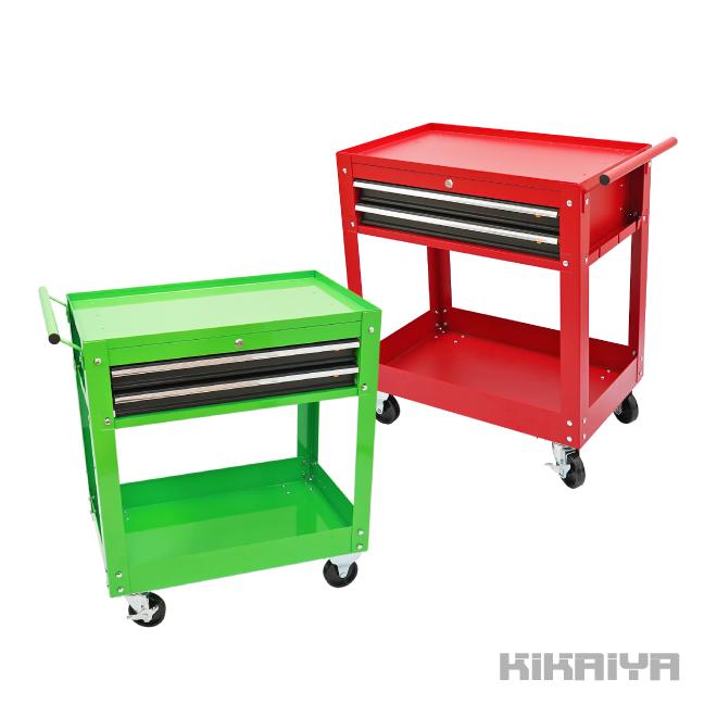 ツールワゴン キャスター付き レッド グリーン ツールカート 引き出し スチールワゴン 移動ワゴン 台車 工具 収納 ガレージ KIKAIYA