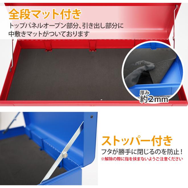 KIKAIYA（キカイヤ） ツールチェスト 4段 6引き出し ブルー レッド 艶