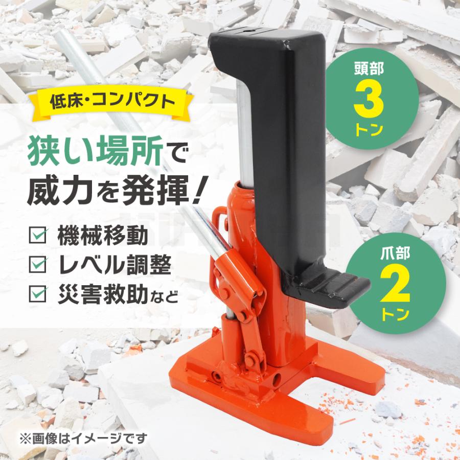 KIKAIYA（キカイヤ） 爪ジャッキ 2トン 爪付き 油圧ジャッキ 重量物用