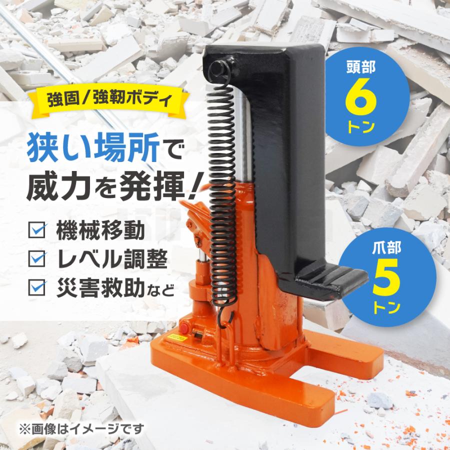 KIKAIYA（キカイヤ） 爪ジャッキ 5トン 爪付き 油圧ジャッキ 重量物用 