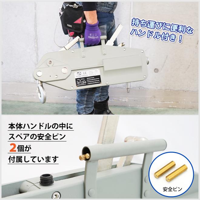 KIKAIYA（キカイヤ） ハンドウインチ 3200kg ワイヤーロープ20m付 手動