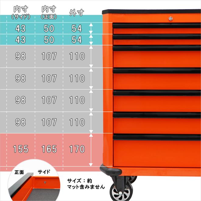 KIKAIYA ローラーキャビネット 7段 サイドテーブル付 ツール KIKAIYA ローラーキャビネット 7段 サイドテーブル付 ツール