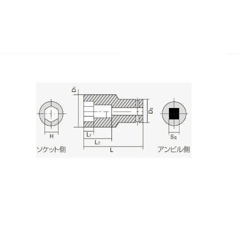 日立（HITACHI） HiKOKI (旧：日立工機) 六角ソケット(12.7-19mm) 0087