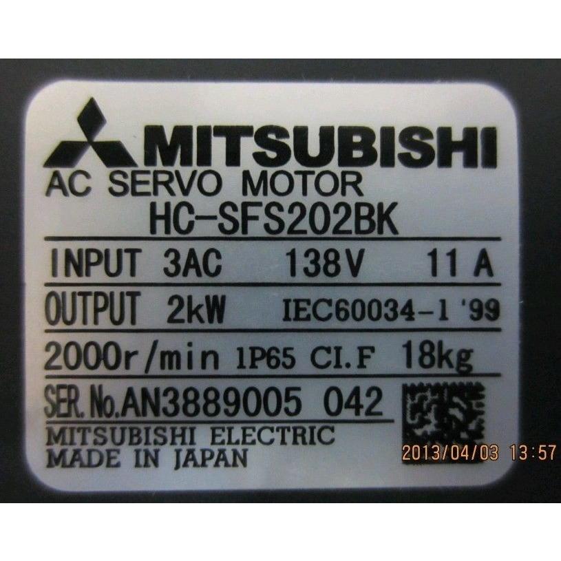 保証1年　HC-SFS202BK　三菱モーター　新品同様　納期7-10日