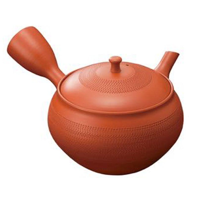 常滑焼 急須 8152 北龍 15号 朱泥平丸点柄急須