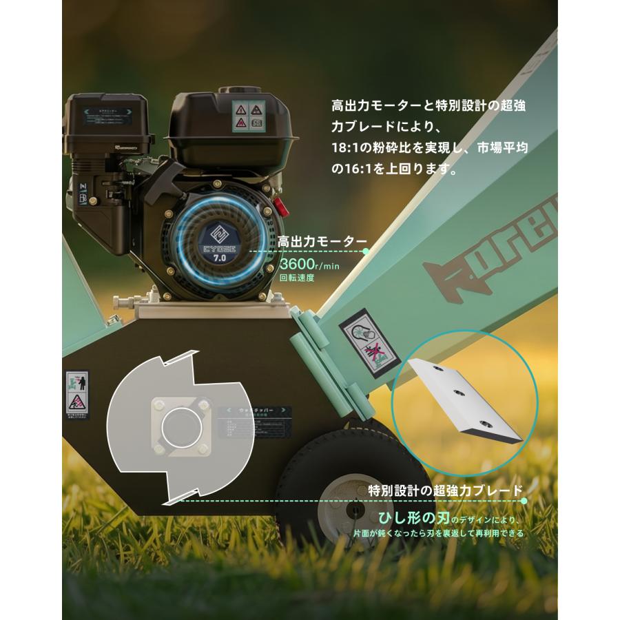 Kareyou ☆110mm粉砕能力☆Kareyouウッドチッパー エンジン粉砕機 竹