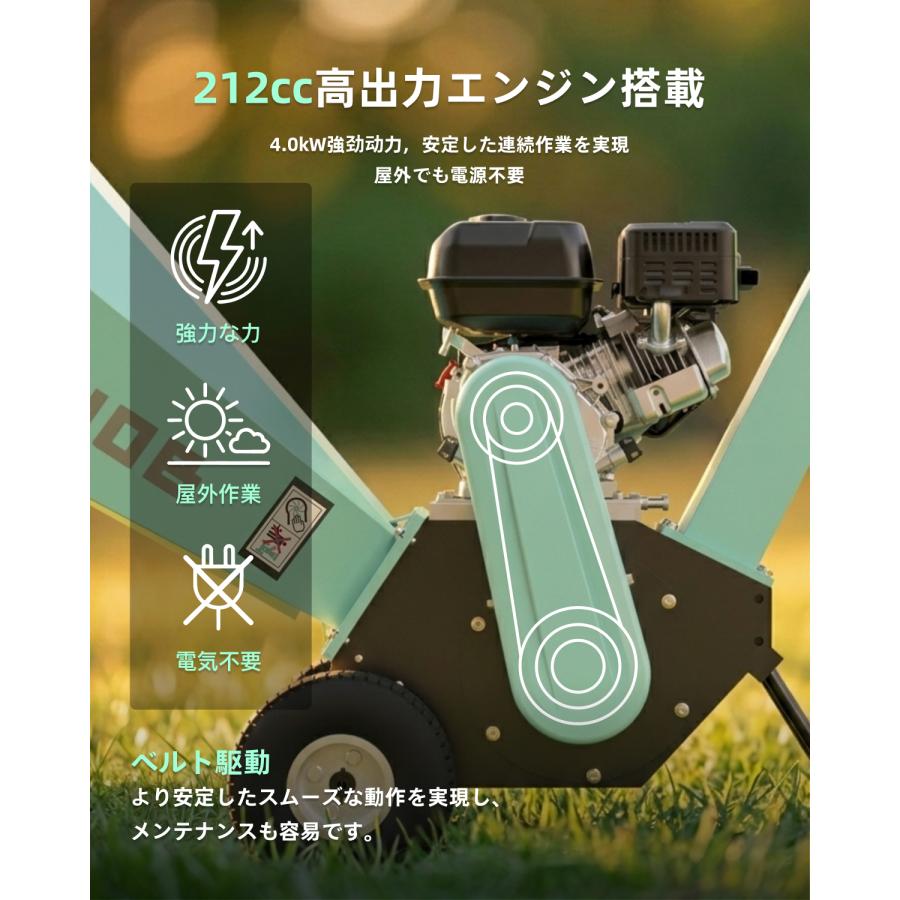 Kareyou ☆110mm粉砕能力☆Kareyouウッドチッパー エンジン粉砕機 竹
