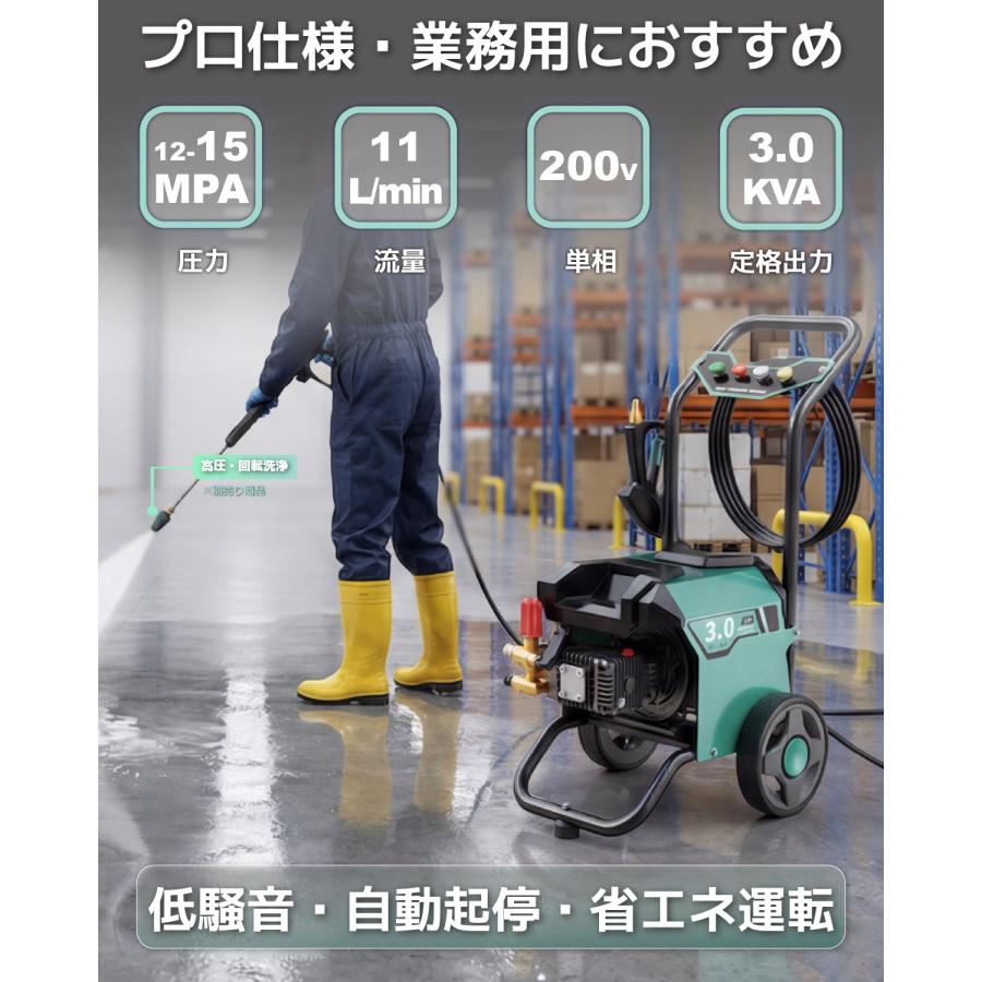 Kareyou ☆200V対応☆Kareyou電動高圧洗浄機 超低騒音 15MPa 3.0kW 単