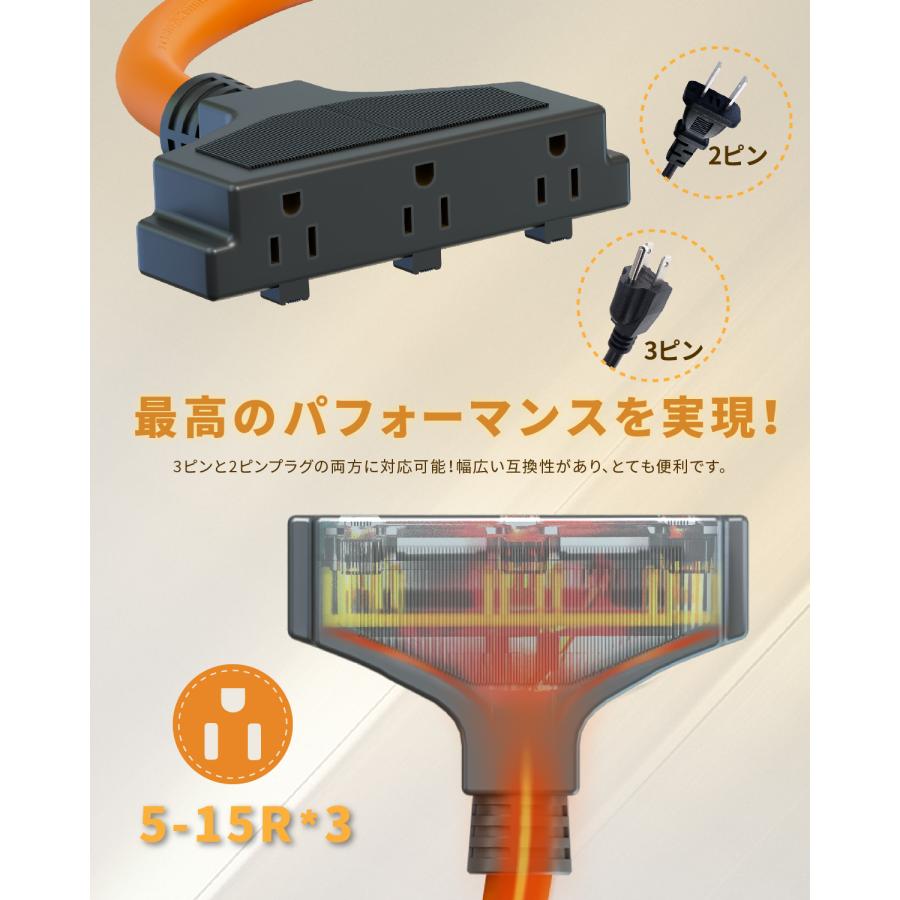 ☆高品質！☆発電機コード L5-30P（30A）/5~15r（3口） アダプタ 延長