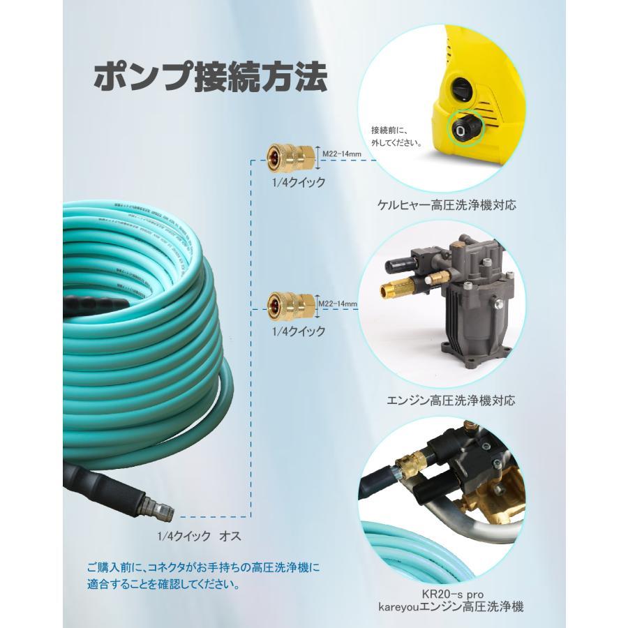 ☆高品質！☆Kareyou 高圧洗浄機ホース 20m 両端1/4ワンタッチクイック