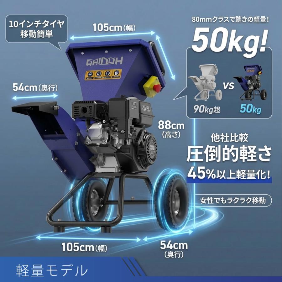 軽量★ウッドチッパー粉砕機 最大80mm対応 ガーデンシュレッダー Gaidoh ☆軽量☆ウッドチッパー粉砕機 最大80mm対応 ガーデン
