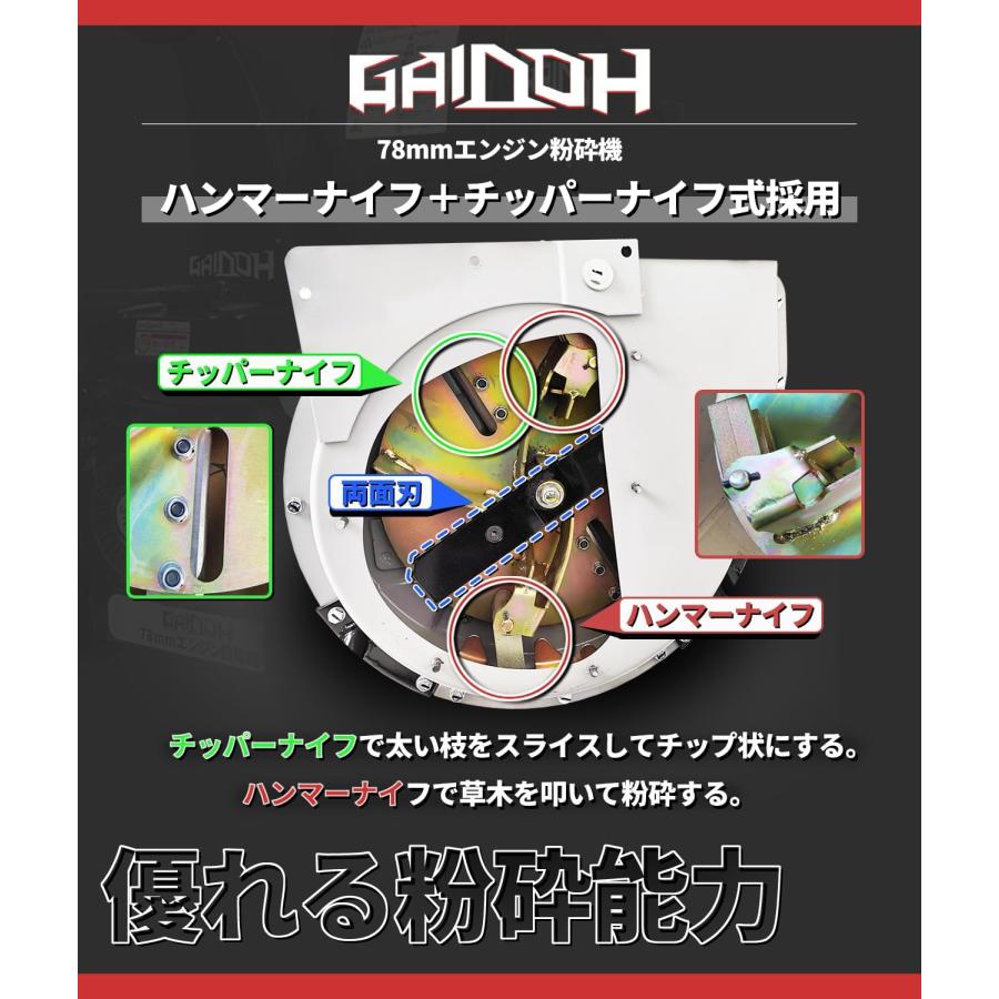 Gaidoh ☆新登場☆Gaidohエンジン式粉砕機 最大粉砕径約80mm チッパー