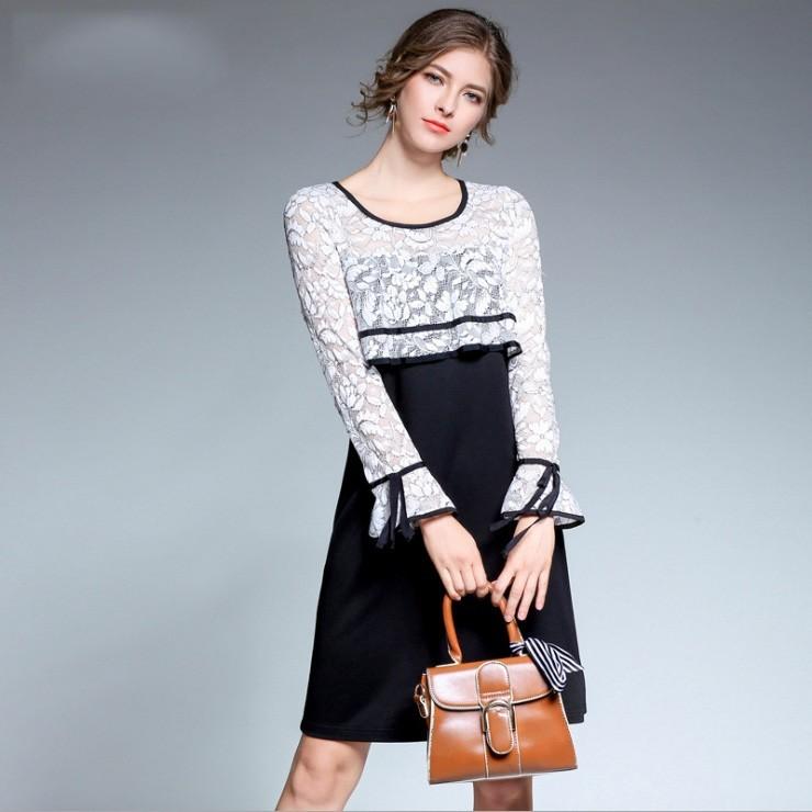 レディース レース 切り替え ワンピース 長袖 秋冬用 Aライン 高品質 冬ワンピ 膝丈 大人エレガント パーティードレス 結婚式 二次会 大きいサイズ Nslyq085 Kikiファッション 通販 Yahoo ショッピング