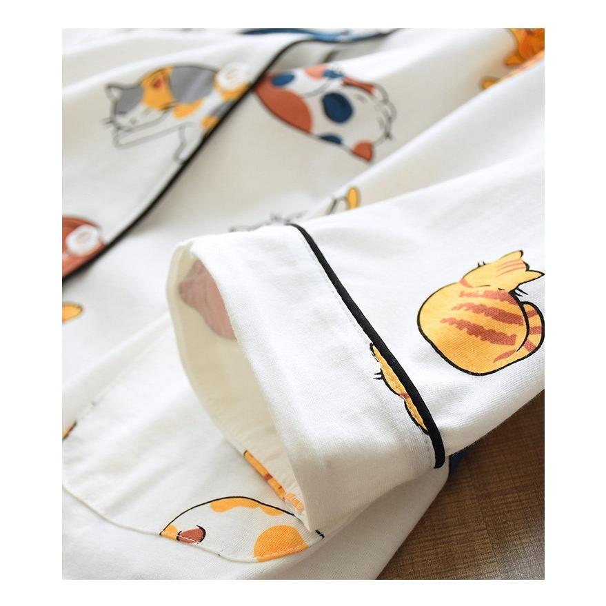 春新作 レディース ねこ柄 パイピング パジャマ 綿100 長袖 上下セット かわいい 春用 寝間着 部屋着 Women S Pj Cat ルームウェア ナイトウェア Pj025 Kikiファッション 通販 Yahoo ショッピング