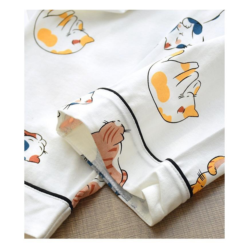 春新作 レディース ねこ柄 パイピング パジャマ 綿100 長袖 上下セット かわいい 春用 寝間着 部屋着 Women S Pj Cat ルームウェア ナイトウェア Pj025 Kikiファッション 通販 Yahoo ショッピング