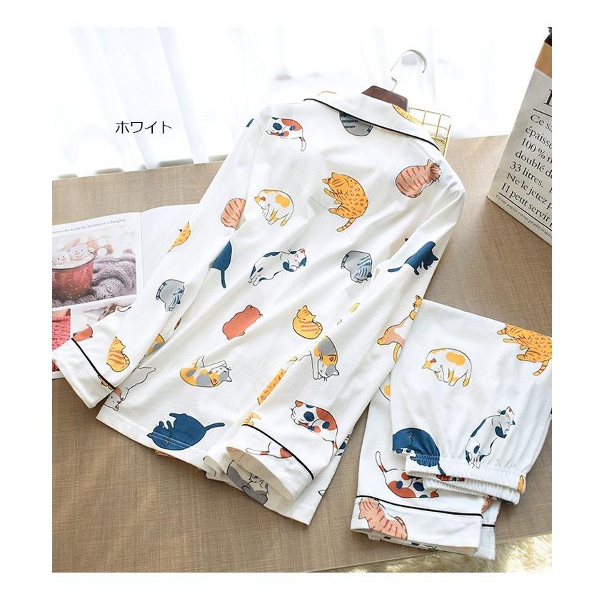 春新作 レディース ねこ柄 パイピング パジャマ 綿100 長袖 上下セット かわいい 春用 寝間着 部屋着 Women S Pj Cat ルームウェア ナイトウェア Pj025 Kikiファッション 通販 Yahoo ショッピング