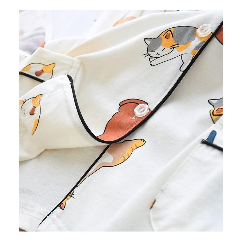 春新作 レディース ねこ柄 パイピング パジャマ 綿100 長袖 上下セット かわいい 春用 寝間着 部屋着 Women S Pj Cat ルームウェア ナイトウェア Pj025 Kikiファッション 通販 Yahoo ショッピング