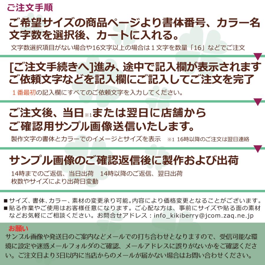 切り文字[高さ1.2〜1.5cm] 耐水性有 耐候性有 屋外用（ツヤあり