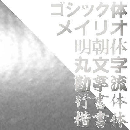 1文字 高さ2cm 耐水有 屋内用（ツヤあり）金・銀 ミラーメタリック