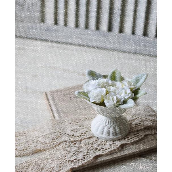 Tin cup white ブリキカップ ホワイトコンポート / 白い金属製の花器 